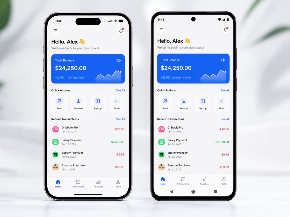 native mobile app development for iOS and Android graphic