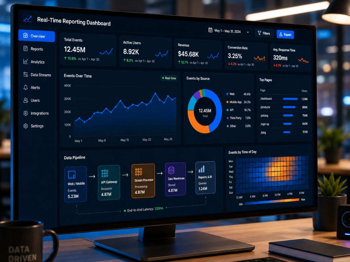 structured databases and reporting dashboards graphic