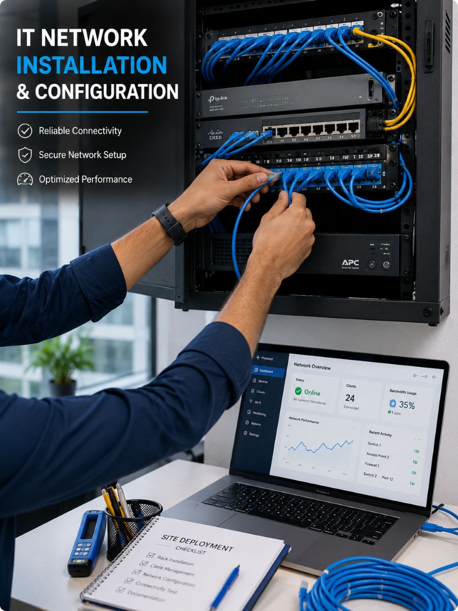 technician deploying equipment on-site