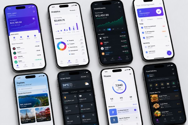 mobile app screens on a phone
