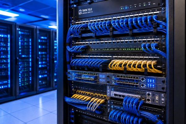 server rack and network cabling